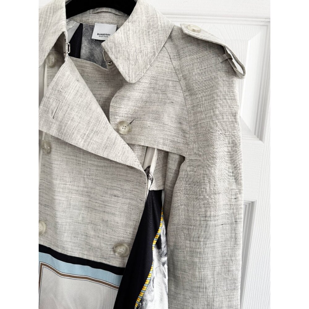Burberry Silk Combo Trench Coat in Grey, size 4US/8UK (fits like a size 2) - Picture 5 of 13